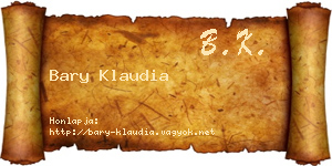 Bary Klaudia névjegykártya