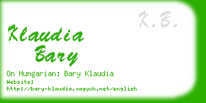 klaudia bary business card